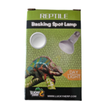 Imagen de una lámpara Basking Spot para terrarios, disponible en 25W, 50W y 75W, que proporciona luz diurna de amplio espectro para reptiles.